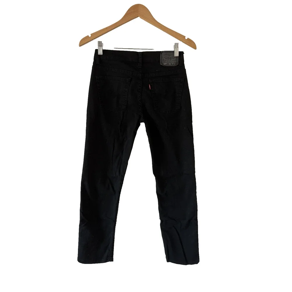 Levis 502 Jeans Boys 14 Reg 27x27 Black Denim Pants Reg Taper Fit Hole in Knee